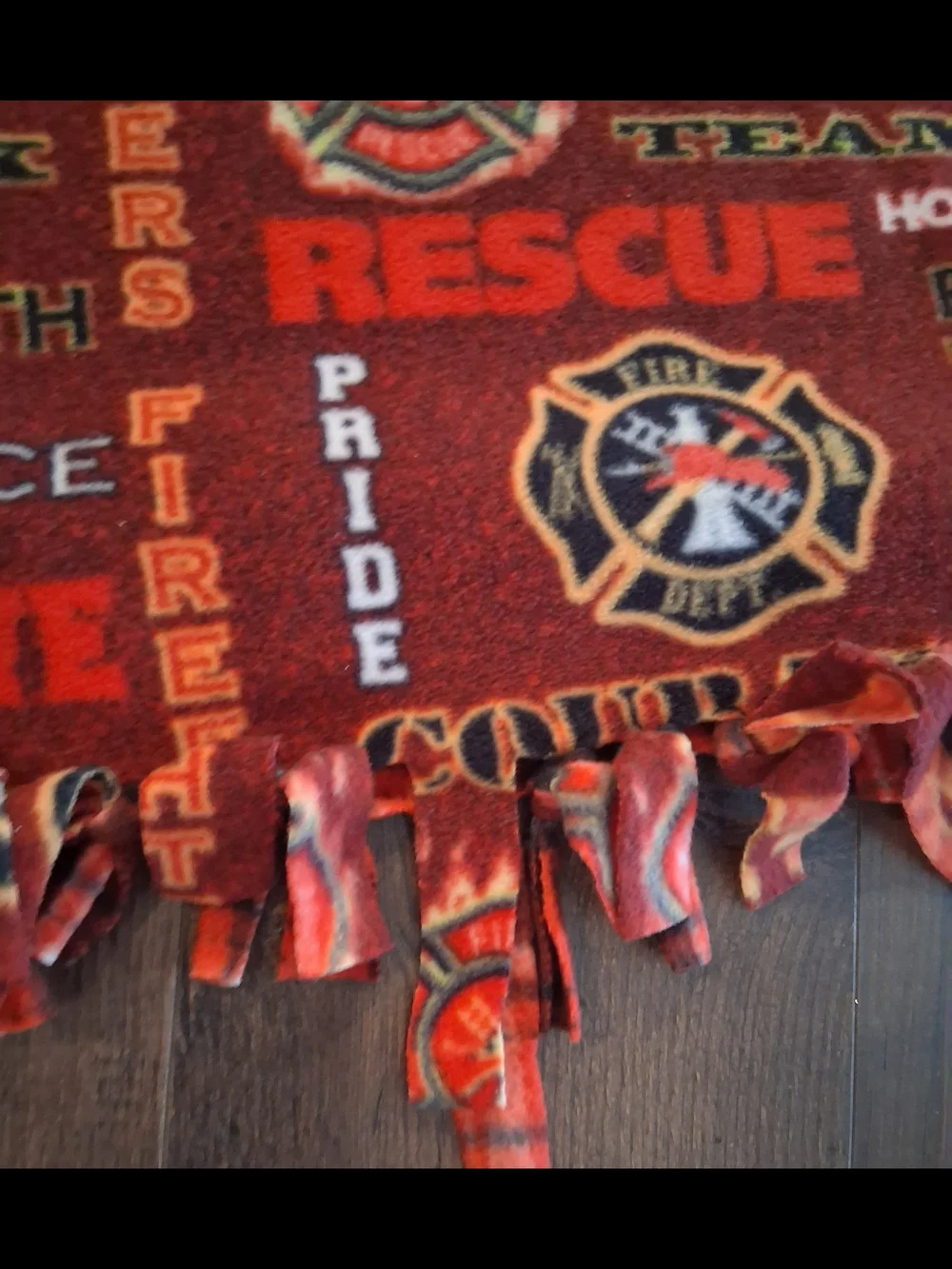 Fire Rescue Pattern Red Fleece Throw Handmade Blanket